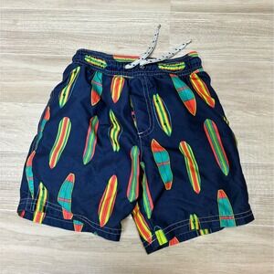 Carters Toddler Boys Navy Blue Surfboard Print Swim Trunks Size 4T Mesh Lined